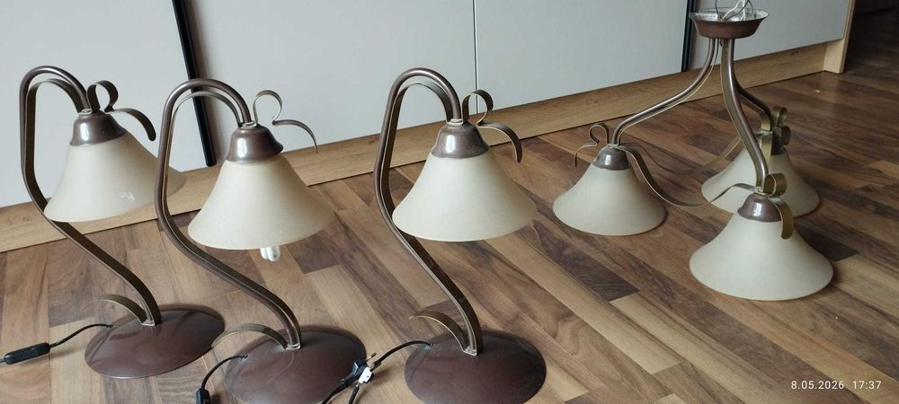 Komplet lamp w stylu klasycznym – lampa wisząca + 3 lampki nocne