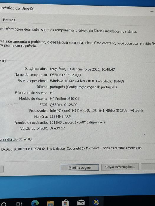 Hp 640 g4 i5 8 geracao