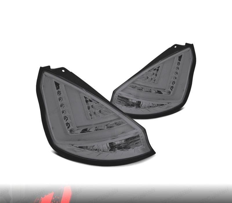 FARÓIS FORD FIESTA MK7 12-17 COM BARRA DE LUZ FUNDO CROMADO FUMÊ
