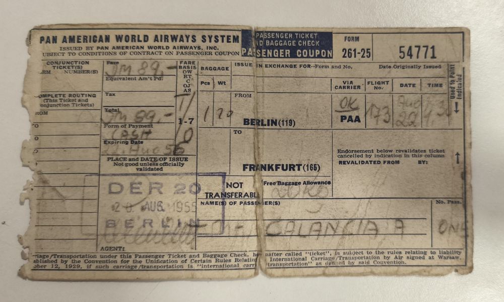 Espólio Histórico 1950/60 - Refugiado Apátrida (PIDE, ONU, Pan Am)