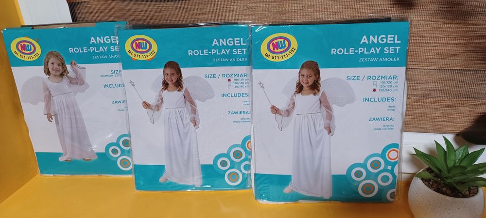 Strój Aniołek że skrzydłami 130/140 cm nowy