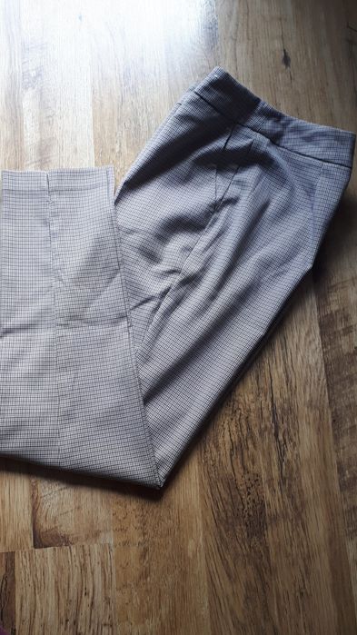 Spodnie w kratkę eleganckie cygaretki 36