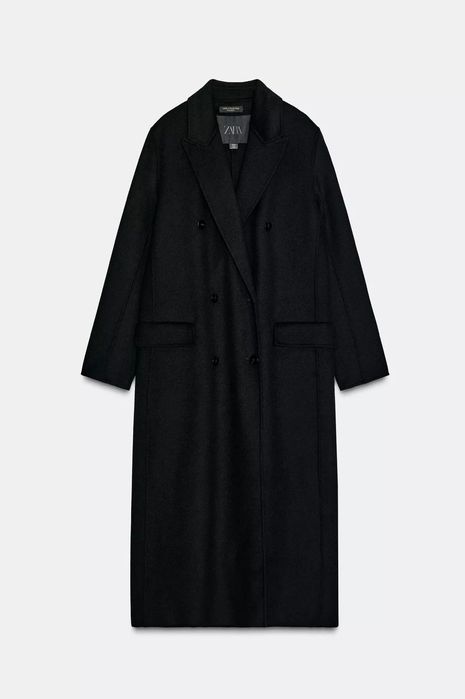 Чорне пальто zara limited максі міді вовна