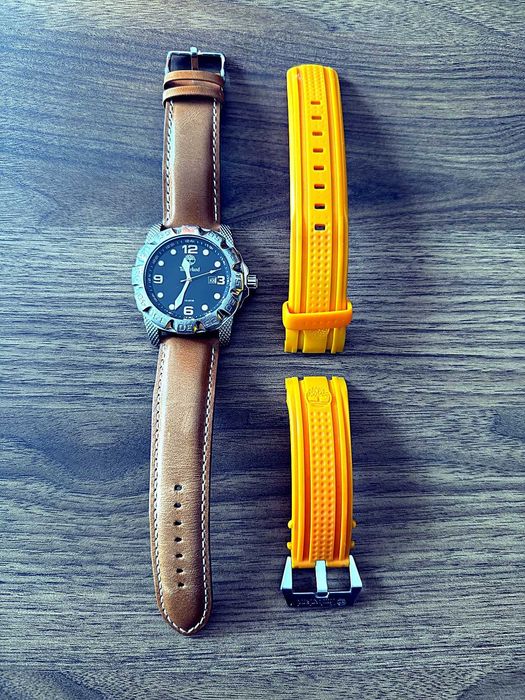 Relogio Timberland 13317J aco com 2 braceletes pele e borracha