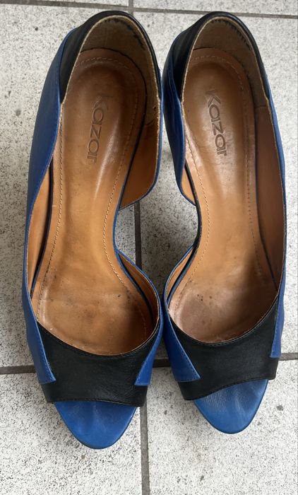 Chabrowe czarne skórzane buty Kazar 39 open toe