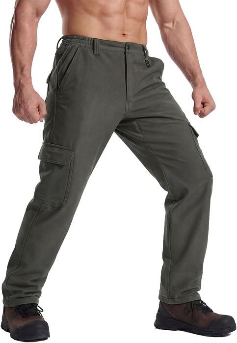 Spodnie Myśliwskie Męskie Softshell Polar Wodoodporne Brąz 4XL