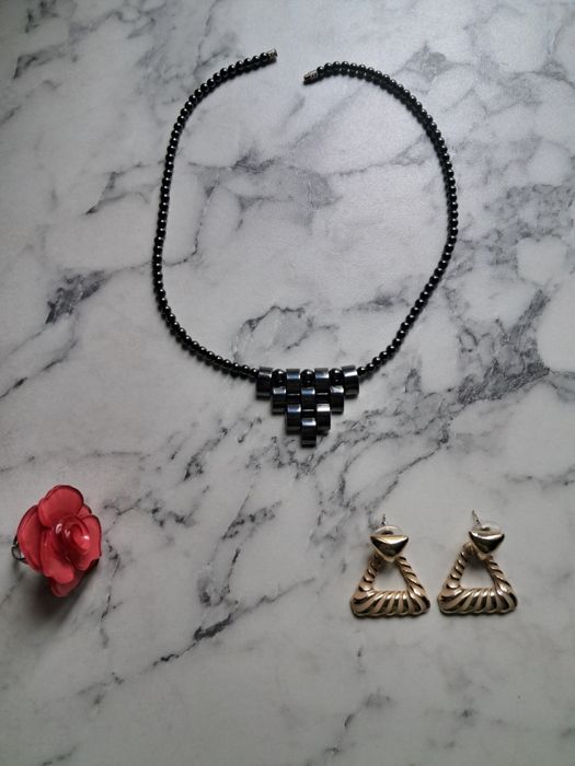 Біжутерія- сережки з емалю, кольцо