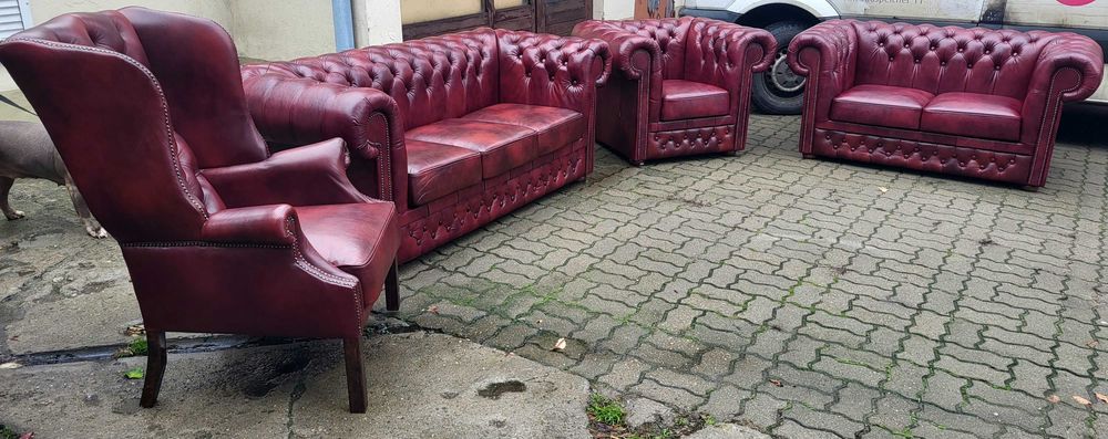 Chesterfield Classic 3+2+1 Skóra naturalna, promocja !!!