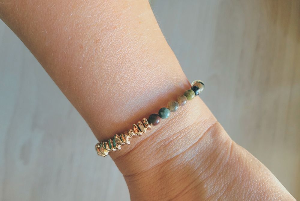 Bransoletka handmade z agatem i hematytem