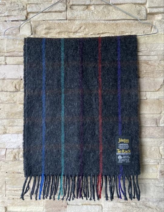 Шарф брендовий дорогий Шотландія чорний the rack Johnston of Elgin