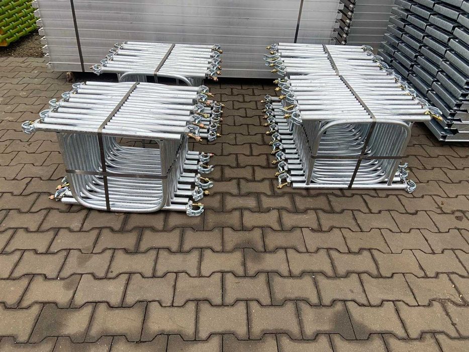 Lekkie nowe rusztowanie aluminiowe typ Plettac 6,4x12=77m2 podest 3m