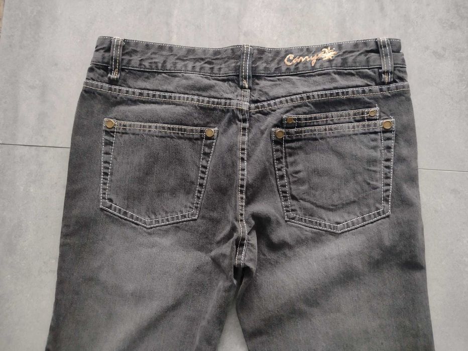 Spodnie jeansowe prosta nogawka szare damskie Carry rozmiar XL