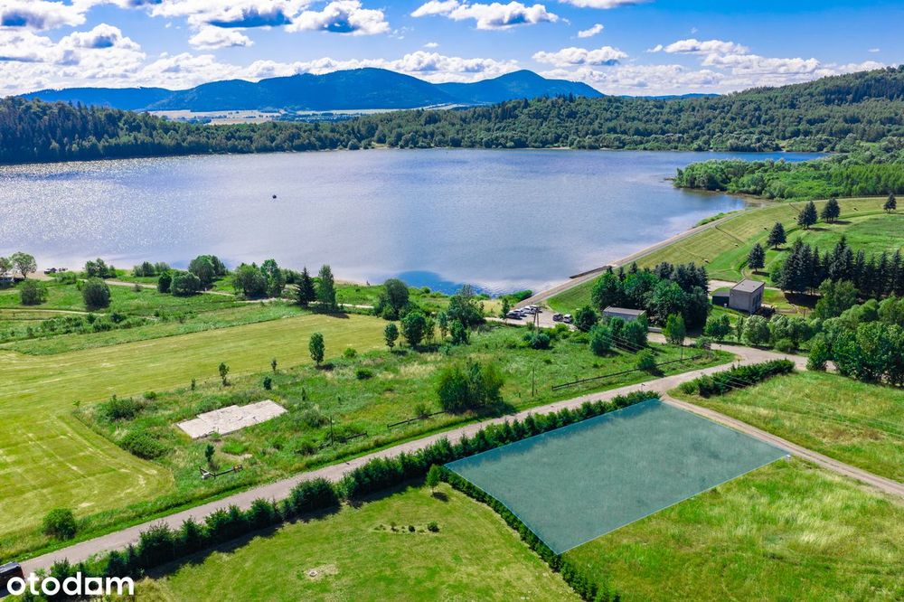 HIT! Malownicza DZIAŁKA budowlana 1250 m | widok na GÓRY i ZALEW