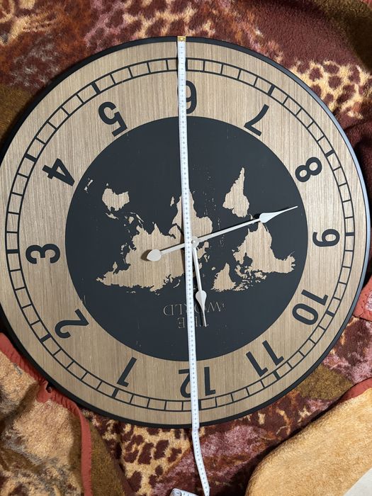 Relógio Mapa Mundo estilo madeira para parede