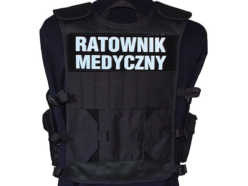Modułowa Kamizelka Taktyczna Ratownika czarna z kompletem emblematów