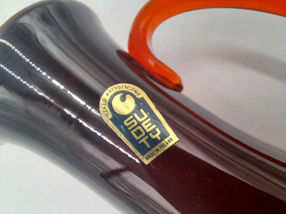 Wazon dzban amfora szklany czerwony Szkło Artystyczne Sudety Horbowy