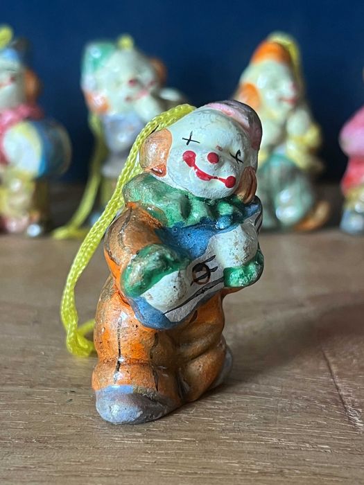 Набор 6 Клоунов-музыкантов Керамика Ручная работа Винтаж Паяц