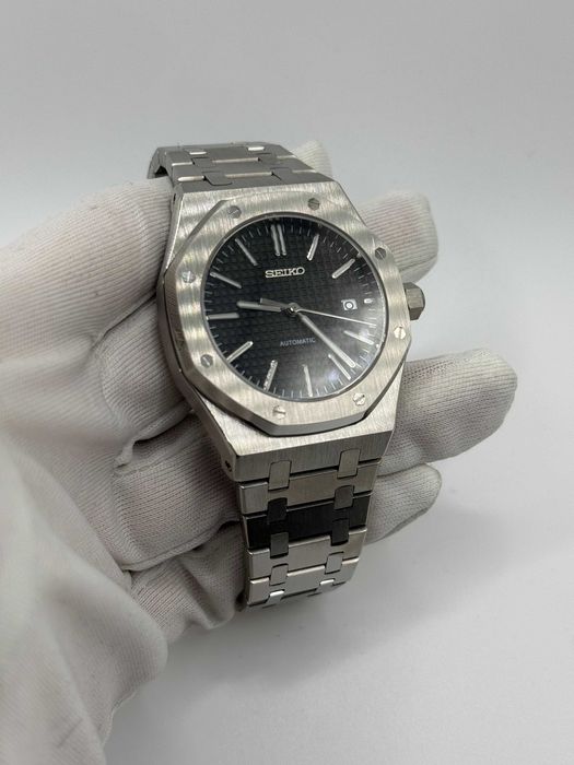 Seiko Mod Zegarek Royal Oak Black Czarny