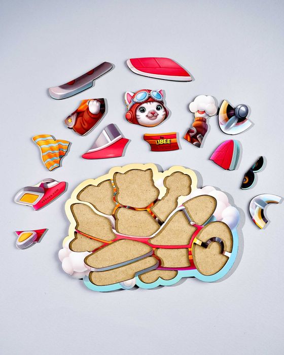 Puzzle konturowe „Kot pilot”