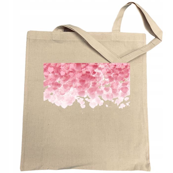 walentynki torba na zakupy nadruk różowe serduszka