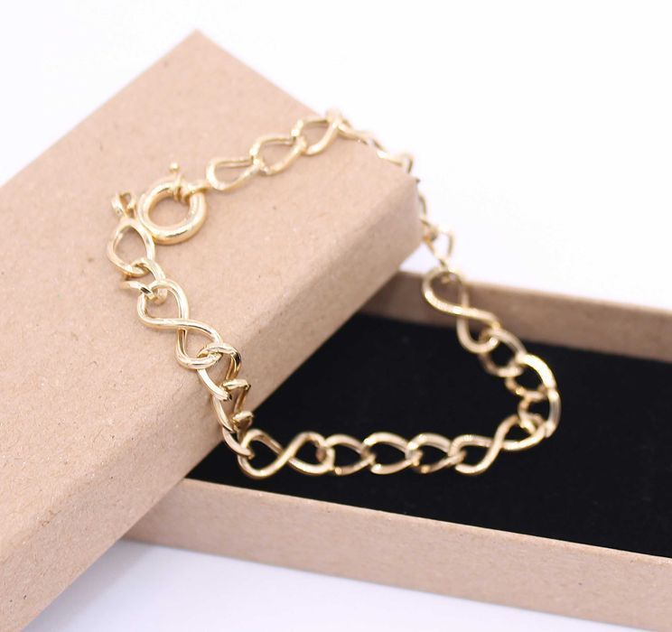 Złota bransoletka p.585/3,99g ze znakami nieskończoności