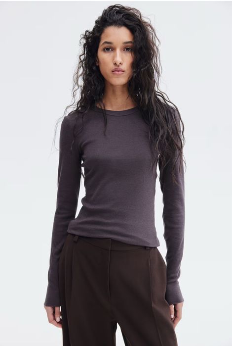 Базовий лонгслів в рубчик h&m