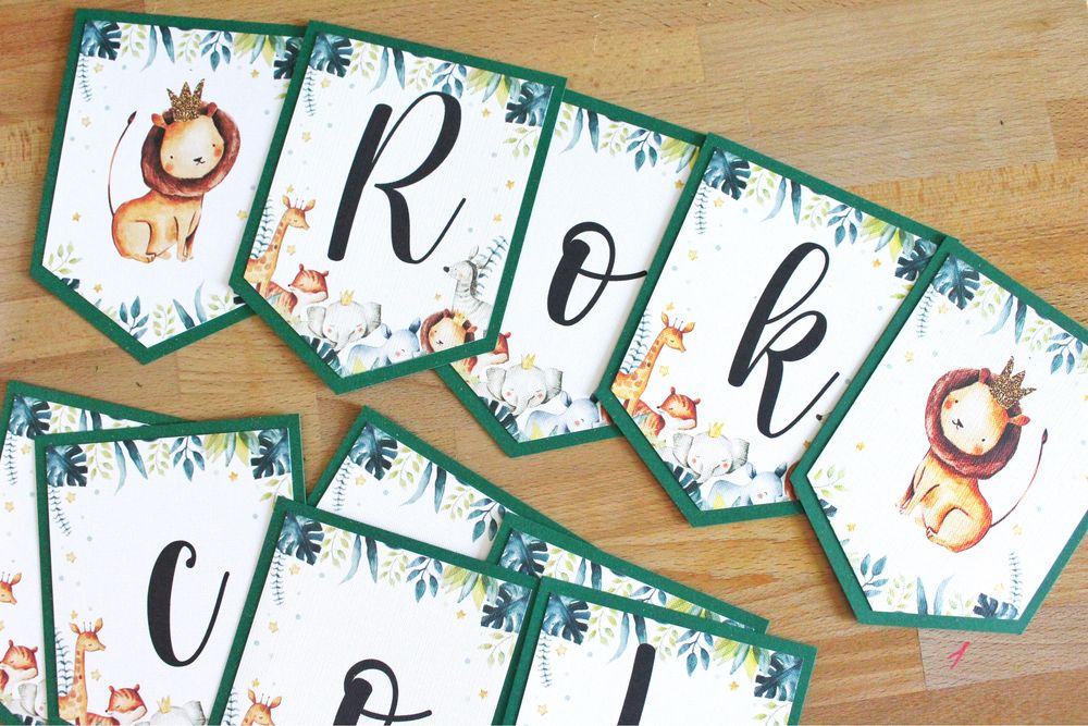 Girlanda urodzinowa baner banner urodzinowy na roczek safari