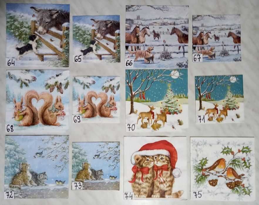 Serwetki decoupage świąteczne, zima, Boże Narodzenie, zestaw E
