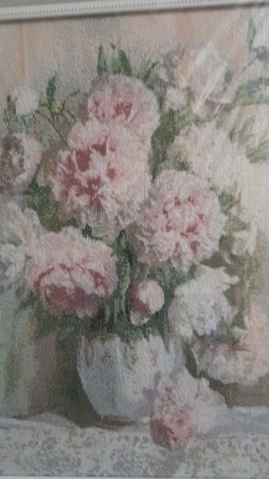 Вышитая картина "Пионы мадам Ренью"