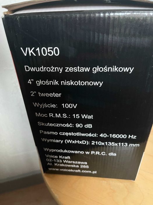 VK 1050 czarny, głośniki Voice Kraft; 100V