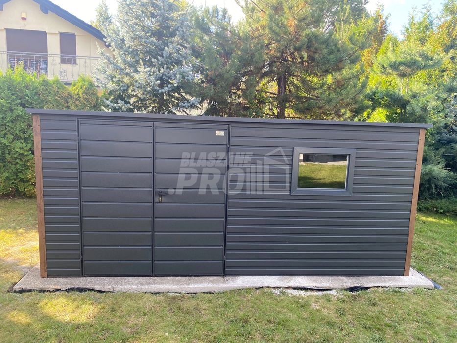 Schowek - domek ogrodowy 5x3m - brama dwuskrzydłowa antracyt   GP651