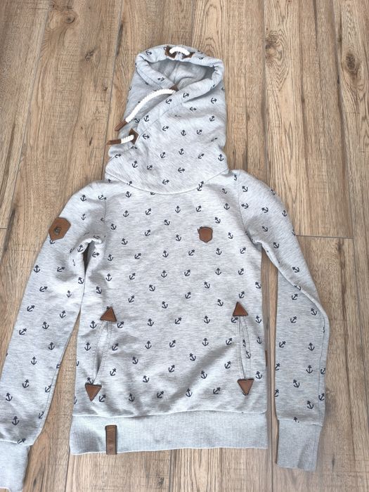 Bluza Naketano jasnoszara w czarne kotwice, rozm. XS