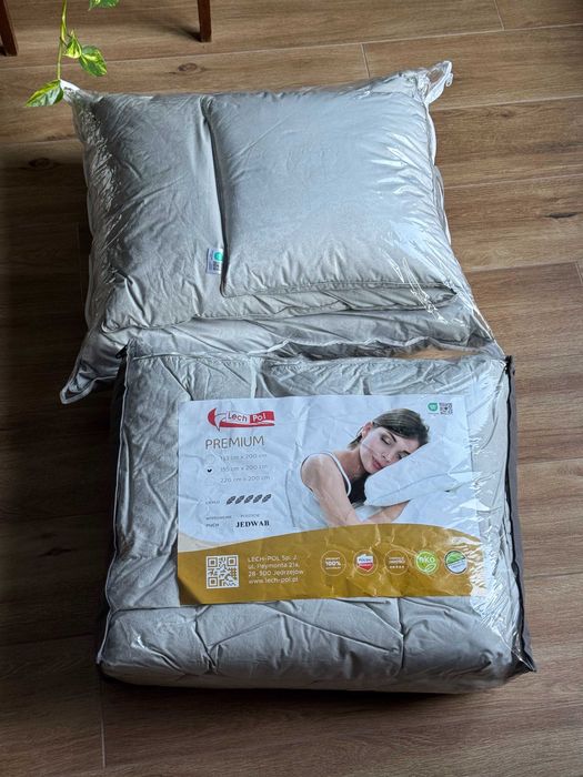 Zestaw Jedwabna Pościel: Kołdra + 3 Poduszki | Jedwab, Puch Gęsi