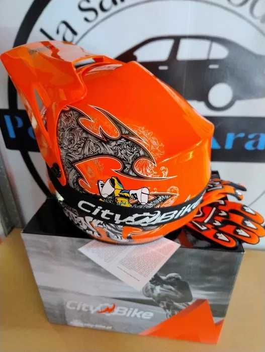 Zestaw dziecięcy Kask cross poma quad hulajnoga + rękawice + gogle