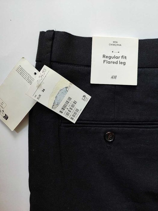 Льняные брюки H&M regular fit flared leg
