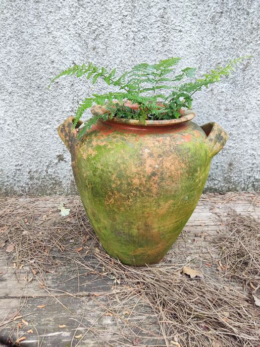 Vaso cerâmica rústico grande com asas laterais