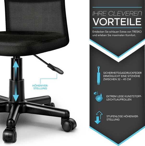 Dziecięce krzesło obrotowe biurowe ergonomiczne czarne