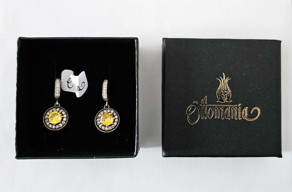 Kolczyki srebrne z cytrynem Turcja certyfikat