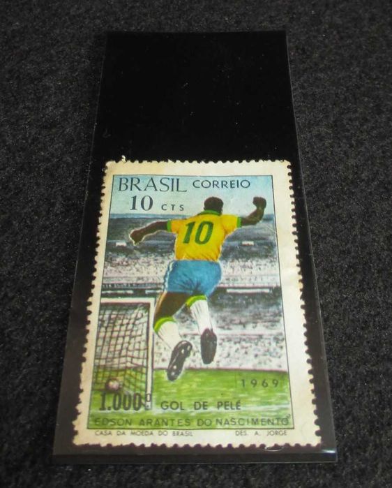 Selo Comemorativo Pelé 1000 golos de Pelé 10 cts 1969 Memorabilia