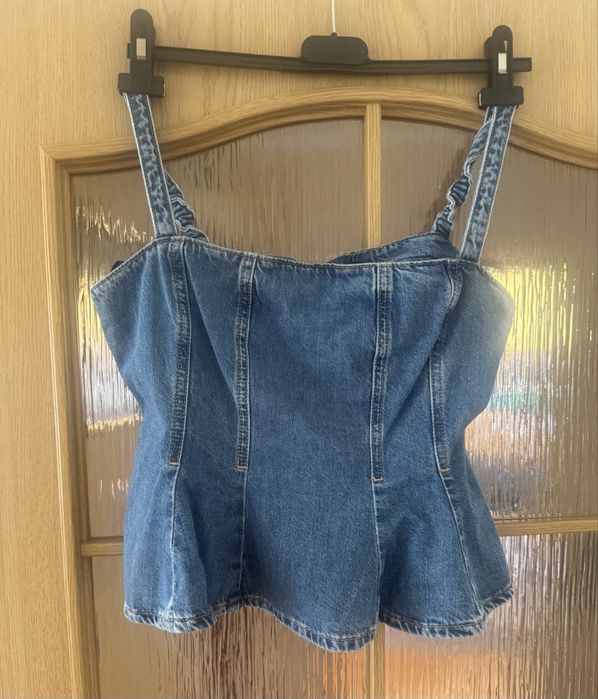 Jeansowy Top Gorsetowy ZARA Z1975 – Denim na ramiączkach