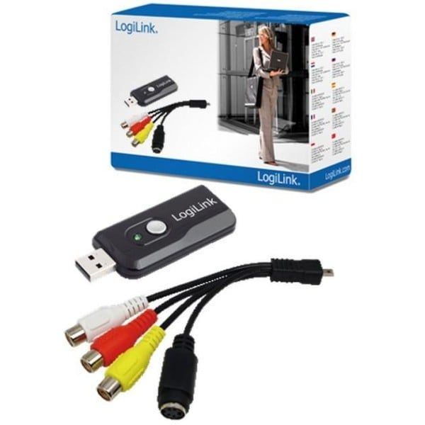 Adaptador USB 2.0 A/V, USB-A/M para 3x Cinch + miniDIN5/F, preto