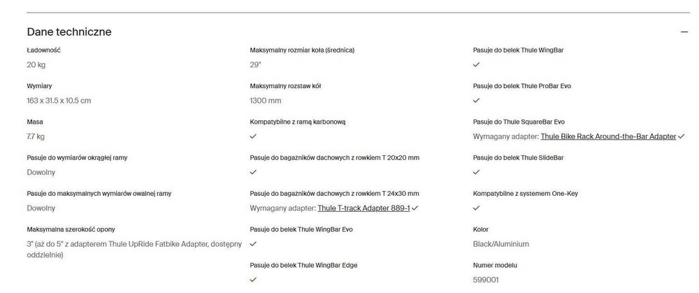 Uchwyt rowerowy THULE UpRide 599
