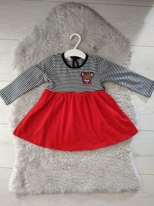 Nowa sukienka z misiem/urodziny/roczek/prezent/Barmy/r.74/80