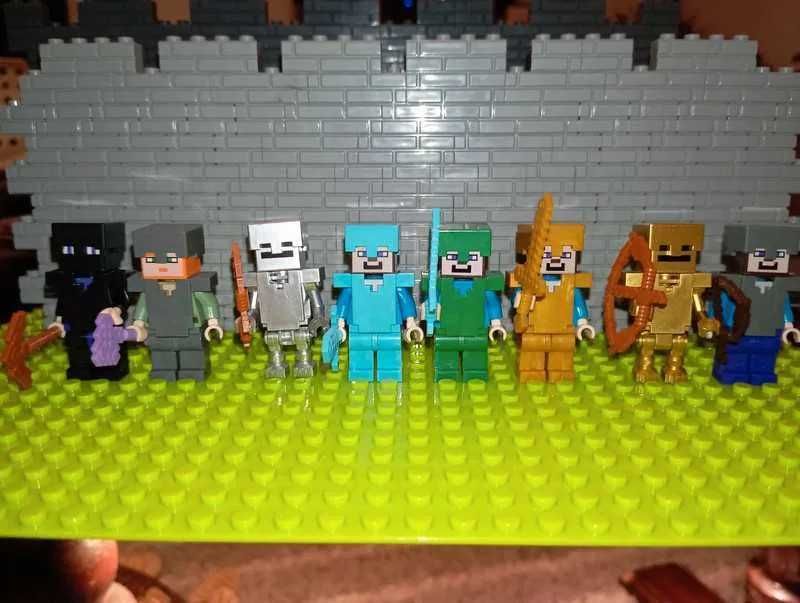 Złote Figurki! Zestaw 8 Figurek Unikatowe klocki Minecraft jak LEGO