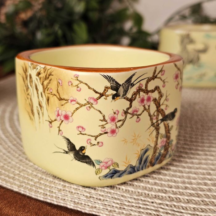 Керамічна чайна піала ❱ квадратна з кольоровим малюнком ❰ 140мл