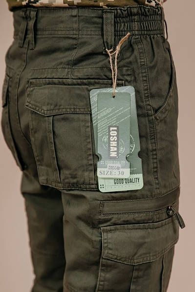 Штани чоловічі літні LOSHAN карго олива, чорні, камуфляж.