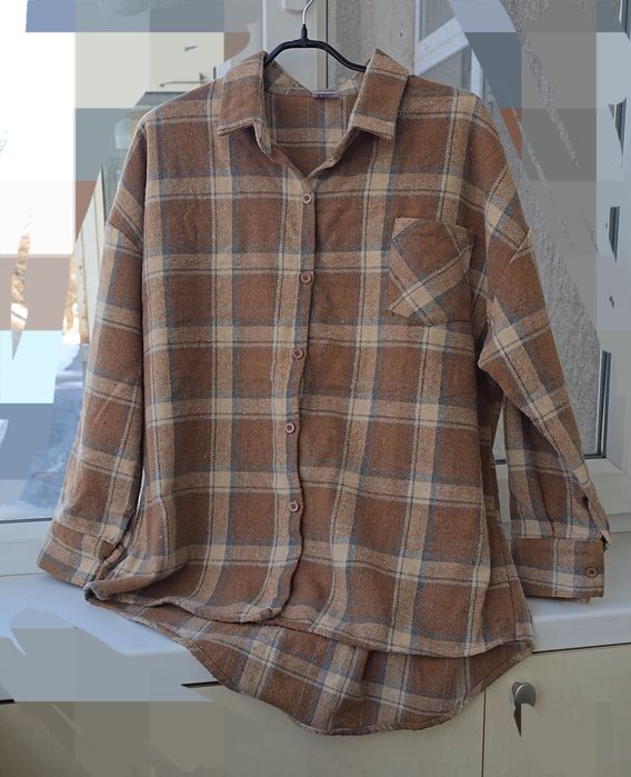 Жіноча котонова сорочка в клітинку , фланель, рубашка