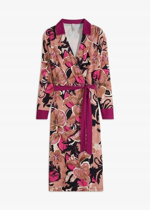 B.P.C sukienka wzorzysta midi kopertowa z kołnierzykiem r.40/42