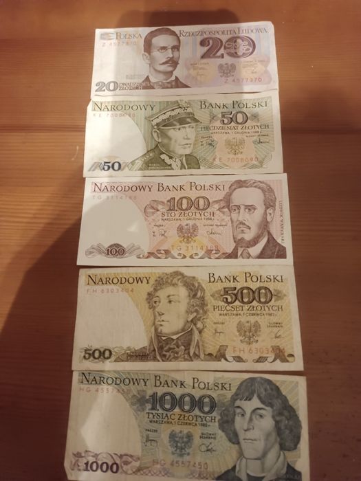 Banknoty prl  20 zł do 1000 zl