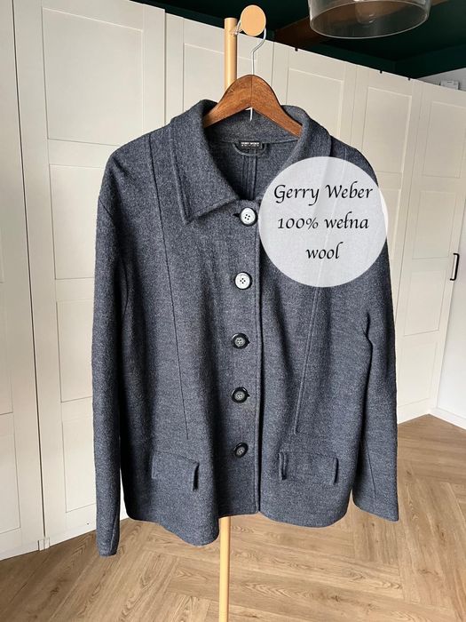 Szary kardigan wykonana w 100% z wełny rozmiar 44 marki Gerry Weber